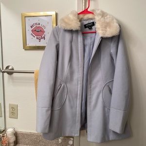 Light blue Coat w/ faux fur